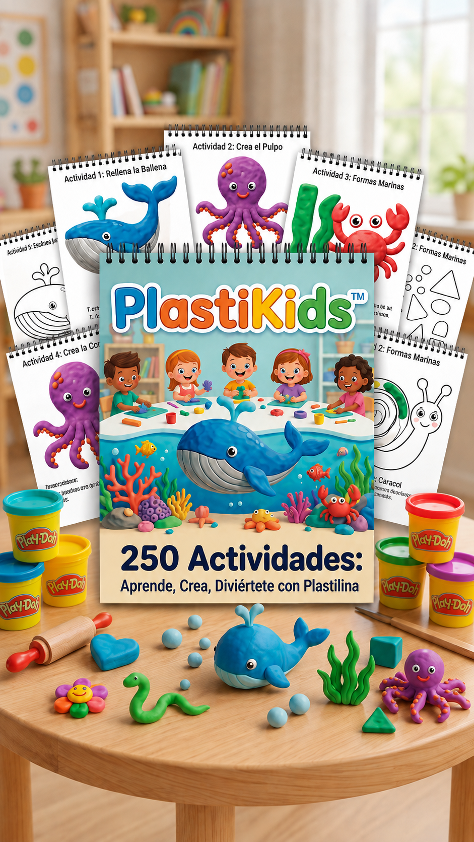 Portada del kit PlastiKids con 250 actividades con plastilina